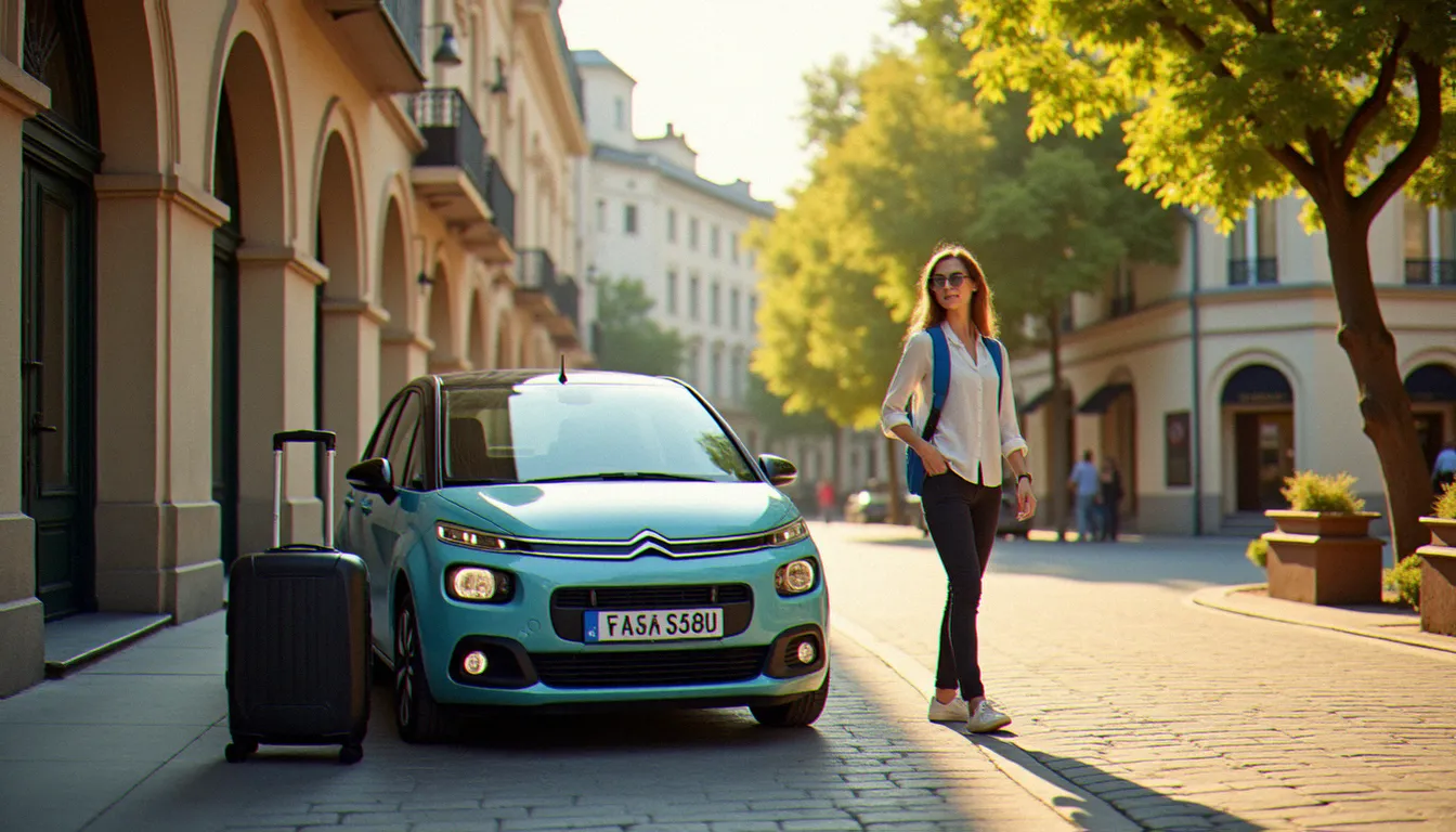 Voyageur préparant une location de voiture à Vichy avec conseils pratiques avant le départ