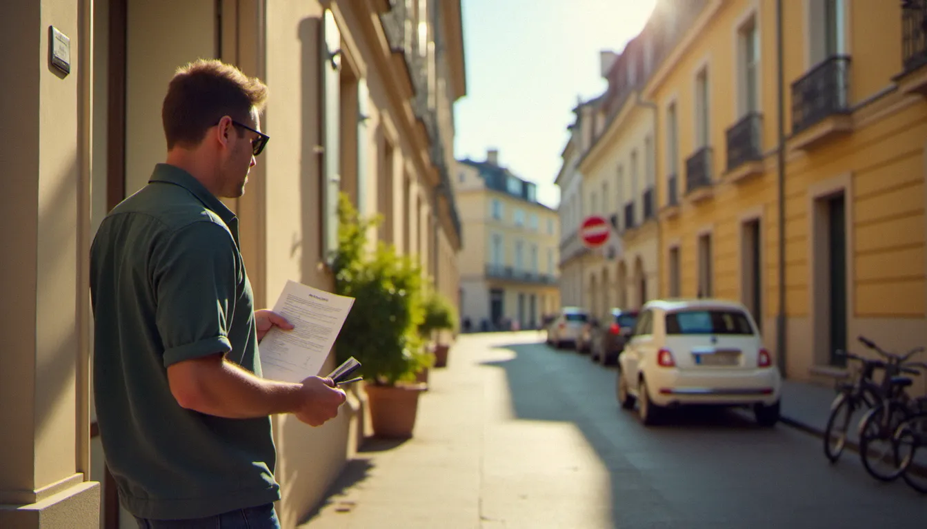Voyageur devant un logement à Vichy illustrant que peut on louer a vichy pour un séjour ou une installation temporaire